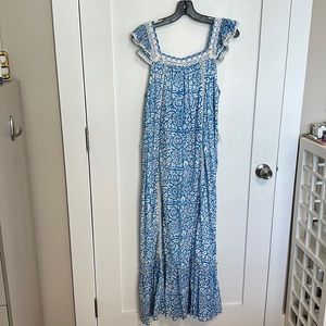 Roller rabbit blue and white floral maxi dress